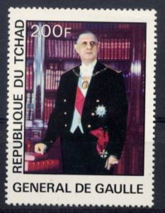 Chad 1977 Charles de Gaulle Memorial Stamp $3 Value