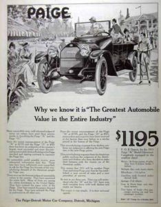 1911 Paige Detroit Roadster La Marquise Coupe Car Ad