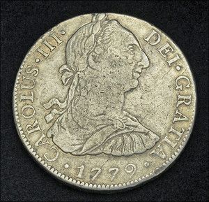 1779 Mexico Charles III Large Silver 8 Reales Spanish Dollar Coin VF 