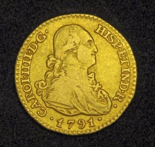 1791 Spain Charles IV Beautiful Spanish Gold Escudo Coin 3 4gm