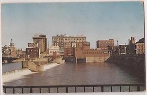   Iowa Postcard Skyline Downtown Cedar River View 1955 Postmark