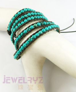 Natural Turquoise Chan Luu Style 5 Wrap Bracelet K18