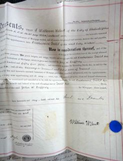 1855 Antique Mortgage Deed John Lafferty Aaron Thompson Passyunk 