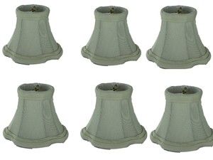   of6 6 Inverted Bell Chandelier Lamp Shade Silk Tan Mini Clip On Shades
