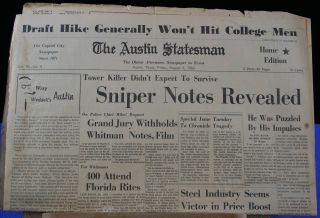   of Texas Tower Sniper Full WK Austin Newspapers Charles Whitman