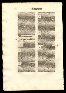 1488 Incunabula Leaf Gersons Opera Medieval Mystic Doctor of Theology 