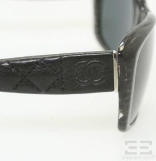 Chanel Black Quilted Leather & Checkered Sparkle Sunglasses 5201 Q