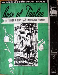 Sheet Music Rose of Tralee 1936 Piano Accordion Solo Irish Folk Ballad 