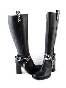 Charles David Black Leather Knee High Boots Shoes 6 5