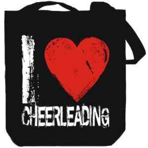 Canvas Tote Bag Black I Love Cheerleading