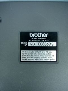 CW 1000 Check Writer by Brother   No Power Cord   Sold As Is
