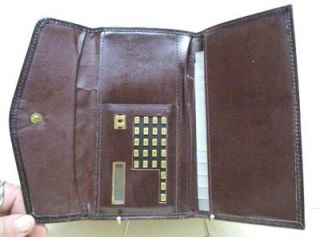   Aniline Cowhide Leather Checkbook Wallet w/AMBASSADOR calculator used