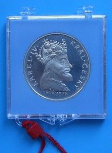   Silver 100 Korun Czech King Charles IV Czechoslovakia Proof