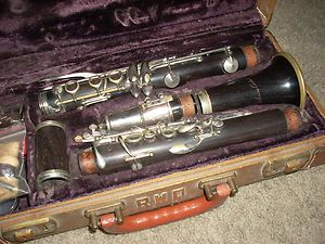 OLD Antique Vintage Andre Chabot Wood Wooden Clarinet Woodwind 