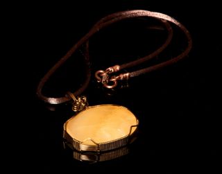 Honey Calcite Wrapped in Antique Bronze Wire Necklace