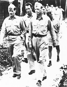   marion carl and advisor charles lindbergh in south pacific may 1944