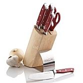 New Wolfgang Puck Chefs Series 6 PC Cutlery Knife Set w Block Free 