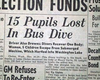 Lake Chelan Washington School Bus Crash 1945 Newspaper