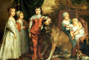 Children Charles I and Dogs Van Dyck Paper Repro Small
