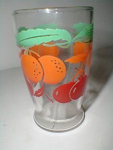 Depression Glass 6 oz Orange Cherry Decal Juicetumbler S