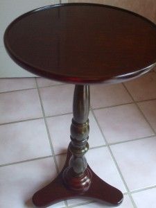 Dark cherry & green color plant stand round top accent table Bombay 