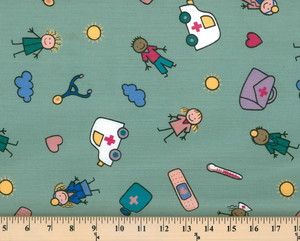 Scrubs Medical Novelty Cartoon Childrens Medical Scrub Fabric Print 