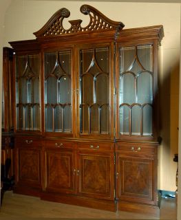 large mahogany breakfront china cabinet hand crafted with indonesian 