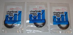Packs of 324 2 Point Chartpak Graphic Tape Grapic Art Design Black 