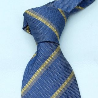 Mesmerizing CHARVET Tie   Blue Moire Gold Stripes