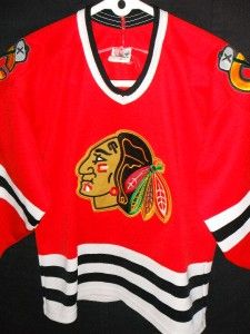 youth l xl vtg chicago blackhawks usa hockey jersey sweater ccm canada