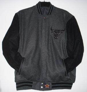 Size 3XL NBA Chicago Bulls Wool Reversible Jacket Black Charcoal XXXL 