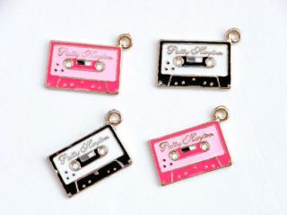 Mini Gold Tone Cassette Tape Metal Enamel Charms