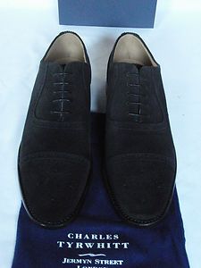 Charles Tyrwhitt Black Suede Cap Toe Brogues Shoes UK 7 5 F