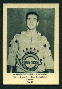 1952 53 Laval Dairy QHL Hockey 36 Marius Groleau EX Chicoutimi