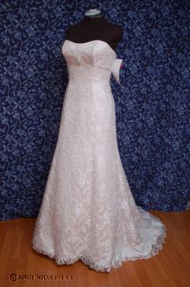 Mon Cheri 17254 Ivory Lace Over Champange Satin Lace Up Wedding Dress 
