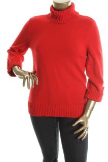 Jones New York New Red 3 4 Cuffed Sleeve Turtleneck Sweater Top XL 