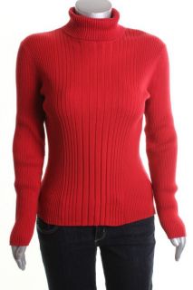 Jones New York New Red Ribbed Long Sleeve Turtleneck Sweater Pullover 
