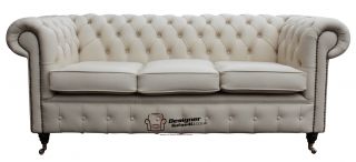 Chesterfield Essex 3 Seater Sofa Settee Ivory Leather