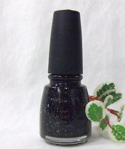 China Glaze Nail Polish Black Glitter Cosmic 80399 5oz