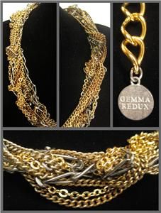 Gemma Redux Matty Necklace Multi Twisted Chains 24K GPLTD Steel Chains 