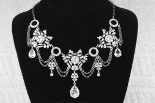 vintage butler wilson diamante silver necklace