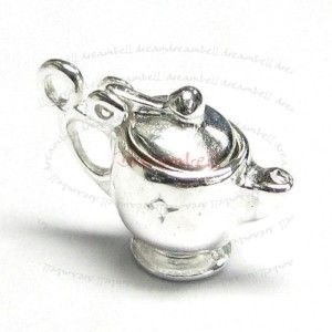 Sterling Silver Teapot Lamp Pendant Dangle Charm 14 5mm