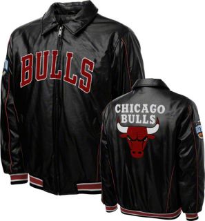 Chicago Bulls Faux Leather Full Zip Varsity Jacket