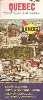1971 Sunoco Road Map Quebec Canada Montreal Sherbrooke