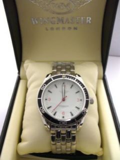 Mens Gents Wingmaster London White Face Sports Watch Silver Band 30A 