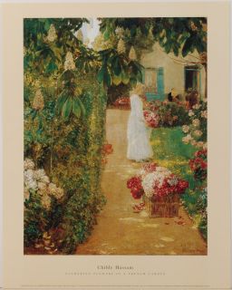 Vintage 1995 Poster Childe Hassam Gathering Flowers in A French Garden 