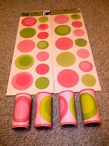 Rolls of Wall Border + 24 piece Pink and Green Circle Stickers