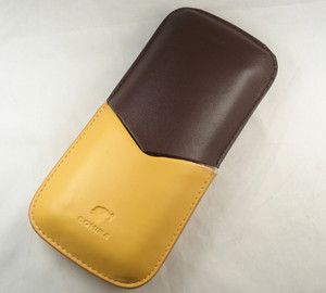 New COHIBA Brown Gold Leather Cigar Case Holds 7 inch LC50
