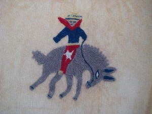 Vintage Cowboy Western Caballero Twin Chenille Bedspread