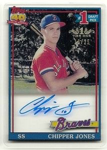 CHIPPER JONES 2012 Topps Tier One AUTO 19 25 CLEAR ROOKIE REPRINT 